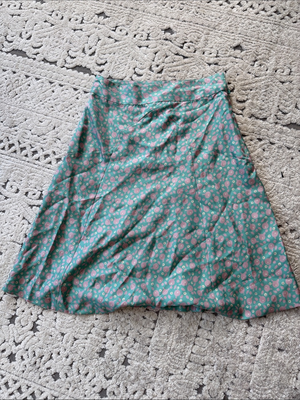 Marc Jacobs Green A-Line Skirt with Pink Dot Print